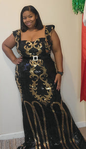 New Black and Gold Sequin dress 3x