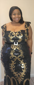 New Black and Gold Sequin dress 3x