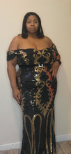 Load image into Gallery viewer, New Black and Gold Sequin dress 3x

