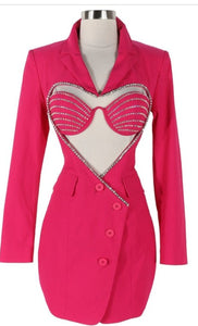 Pink Heart  Embellished Dress