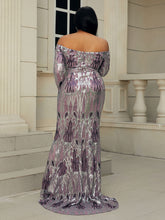 Load image into Gallery viewer, seomiscky Plus Off Shoulder Sequin Prom Dress
