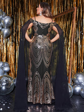 Load image into Gallery viewer, Plus Cold Shoulder Sequin Draped Dress
