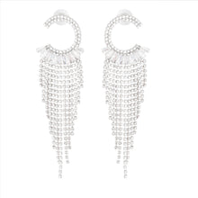 Load image into Gallery viewer, Silver C Cubic Zirconia Fringe Earrings
