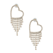 Load image into Gallery viewer, Gold Heart Rhinestone Fringe Studs
