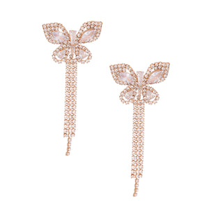Gold Butterfly Fringe Earrings