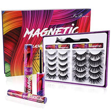 Load image into Gallery viewer, Magnetic Lashes Kit , Reusable 3D 5D Magnetic Eyelashes Set with 2 Dazzling colors Magnetic Eyeliner and Tweezer, Mink False Eyelashes Natural Look, No Glue Needed
