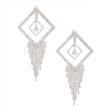 Load image into Gallery viewer, Silver Dangle Triangle Fringe Earrings

