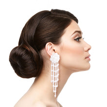 Load image into Gallery viewer, Clear Glass Bead Ball Fringe Earrings

