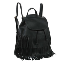 Load image into Gallery viewer, Black Double Fringe Convertible Backpack
