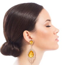 Load image into Gallery viewer, Yellow Teardrop Fringe Earrings
