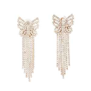 Gold Elegant Butterfly Fringe Earrings