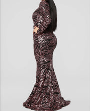 Load image into Gallery viewer, Used Fashion Nova Sequin Black &amp; Pink Gown

