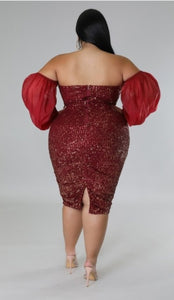Sparkle Sequin Sheer Sleeve Cocktail Dress