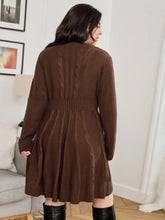 Load image into Gallery viewer, Plus Brown Knit Cold Shoulder Sweater Dress
