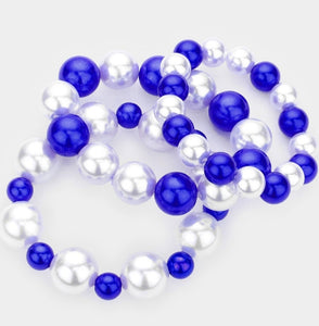 Blue & White Pearl Cluster set