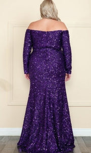 Purple Sequin Gown Plus