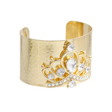 Load image into Gallery viewer, Gold Crystal Crown Cuff
