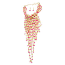 Load image into Gallery viewer, Pink Yellow Clustered Fringe Pearl Set
