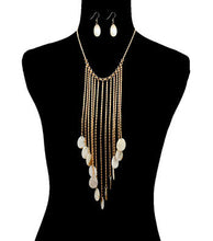 Load image into Gallery viewer, Abalone Shell Drop Fringe Necklace Set
