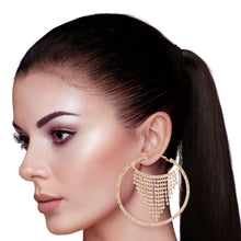 Load image into Gallery viewer, Gold Fringe Rhinestone Hoops
