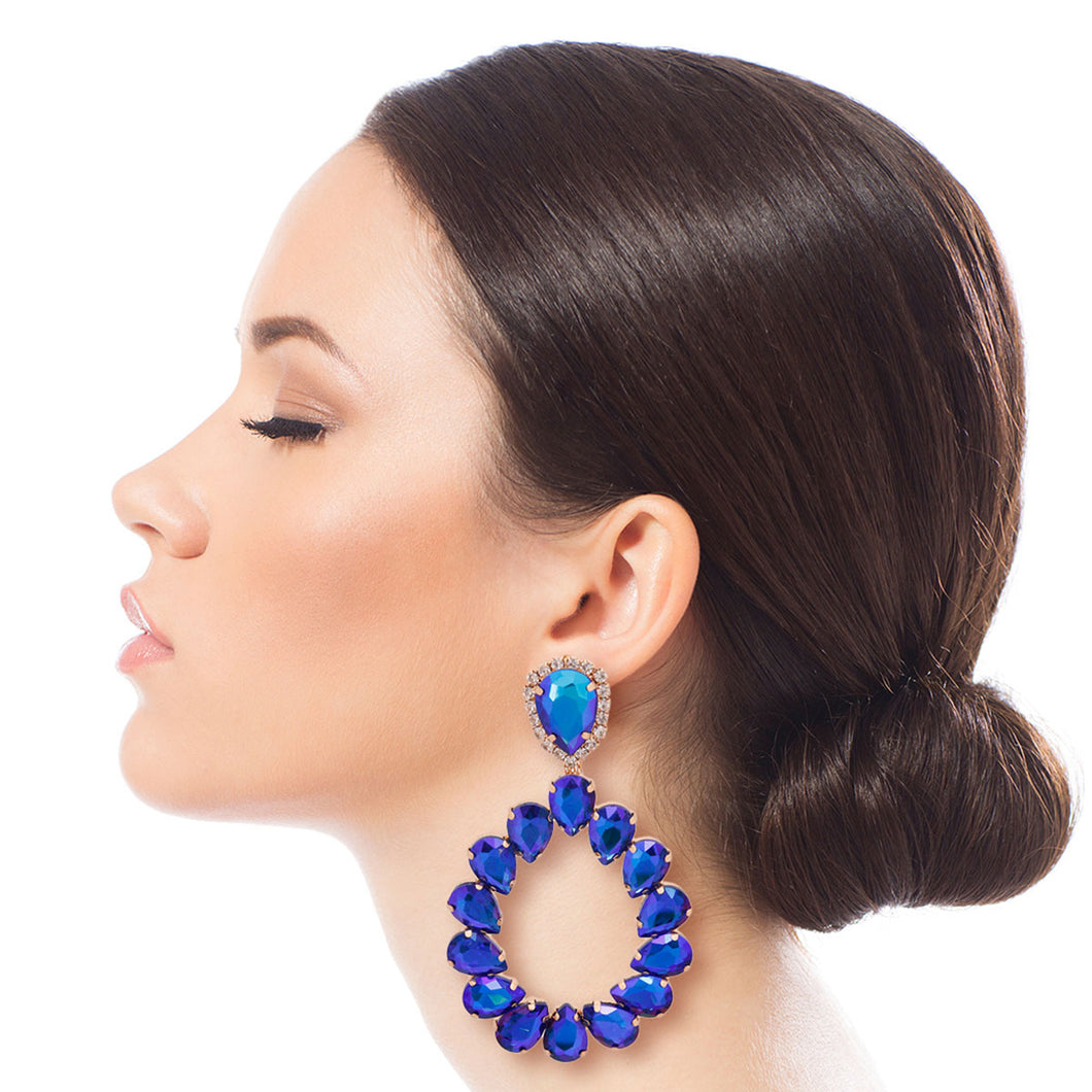 Brilliant Blue Crystal Teardrop Earrings
