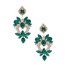 Load image into Gallery viewer, Green Glass Crystal Heart Earrings
