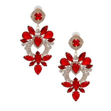 Load image into Gallery viewer, Red Glass Crystal Heart Earrings
