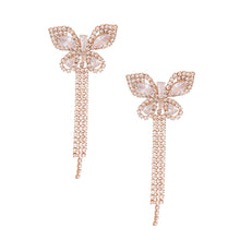 Load image into Gallery viewer, Gold Butterfly Fringe Earrings
