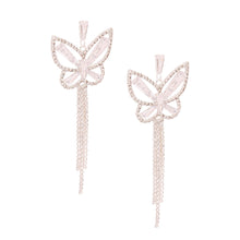 Load image into Gallery viewer, Silver Butterfly Fringe Earrings
