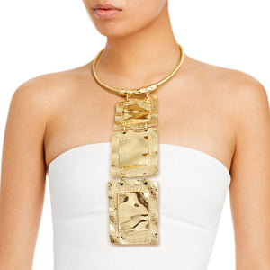 Gold Rectangle Drop Necklace
