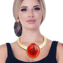 Load image into Gallery viewer, Gold Omega Round Red Resin Set
