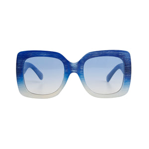 Blue Wood Square Sunglasses