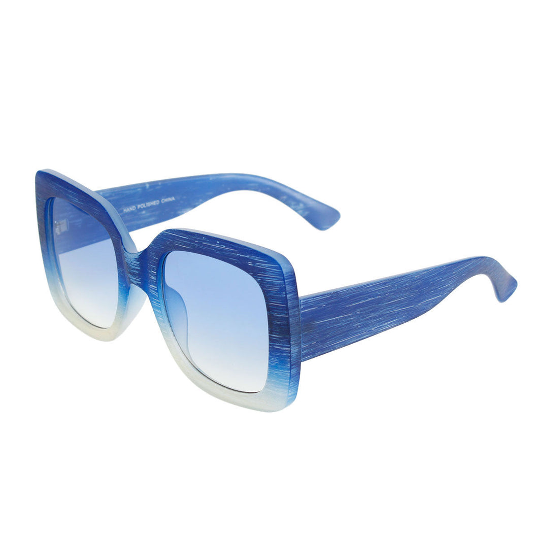 Blue Wood Square Sunglasses