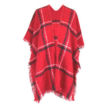 Load image into Gallery viewer, Red Plaid Fringe Kimono
