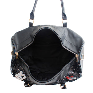 Black Sequin Power Duffel Bag
