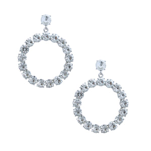 Silver Crystal Circle Drop Earrings