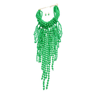 Green Clustered Fringe Bead Set
