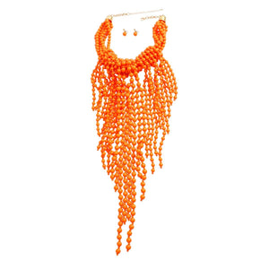 Orange Clustered Fringe Bead Set