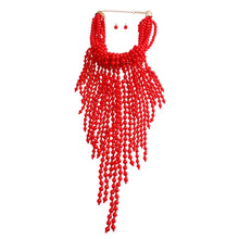 Load image into Gallery viewer, Red Clustered Fringe Bead Set
