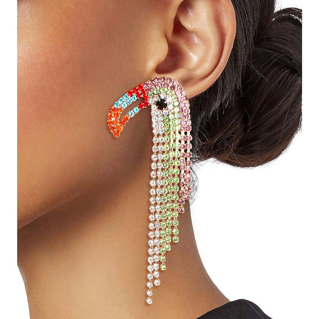 Multi Color Toucan Fringe Earrings