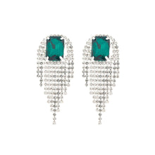 Load image into Gallery viewer, Green Square Fringe Earrings
