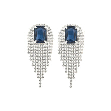 Load image into Gallery viewer, Navy Square Fringe Earrings

