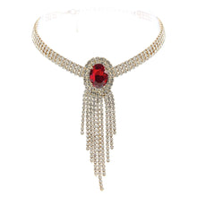 Load image into Gallery viewer, Red Frame Fringe Rhinestone Choker
