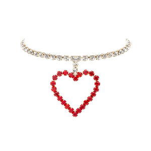 Gold and Red Heart Pendant Collar