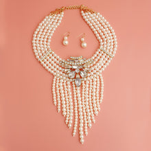 Load image into Gallery viewer, Cream Pearl Fringe Crystal Choker
