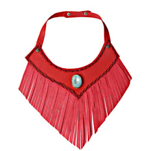 Load image into Gallery viewer, Red Leather Fringe Choker Necklace
